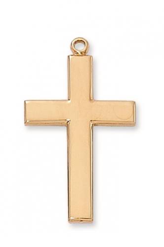 Cross Necklace Simple 1.25 inch Sterling Gold