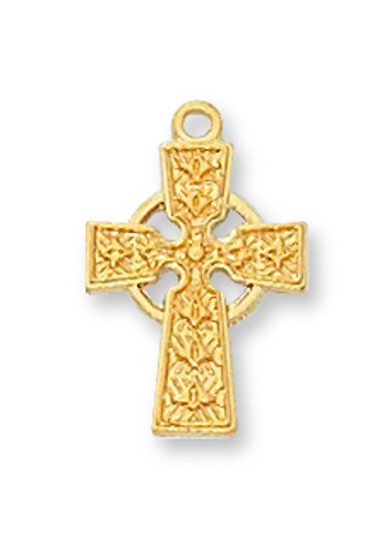Cross Necklace Celtic 1/2 inch Sterling Gold
