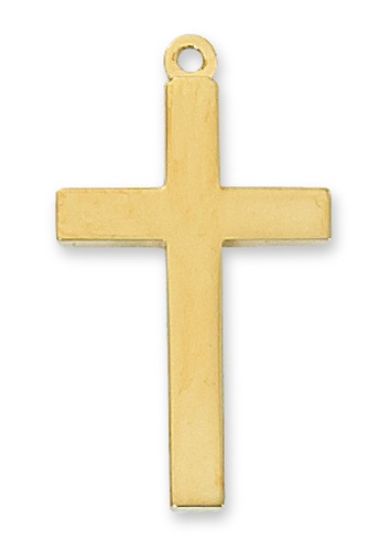 Cross Necklace Simple 1-1/8 inch Sterling Gold