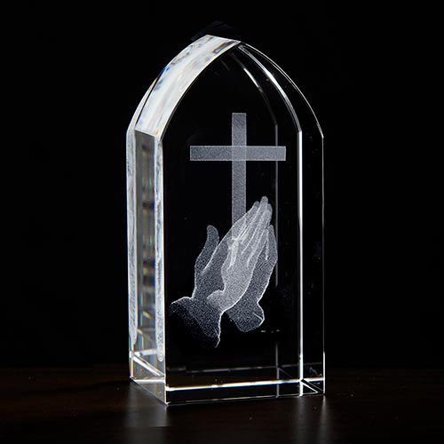 Etched Glass Praying Hands