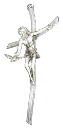 Crucifix Wall Gift of the Spirit 9 inch Pewter Silver
