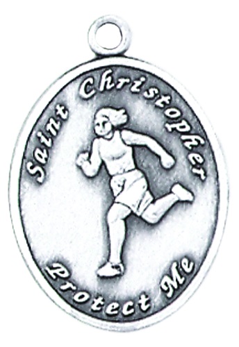 Sport Medal St. Christopher Track & Field Women 3/4 in S Silver