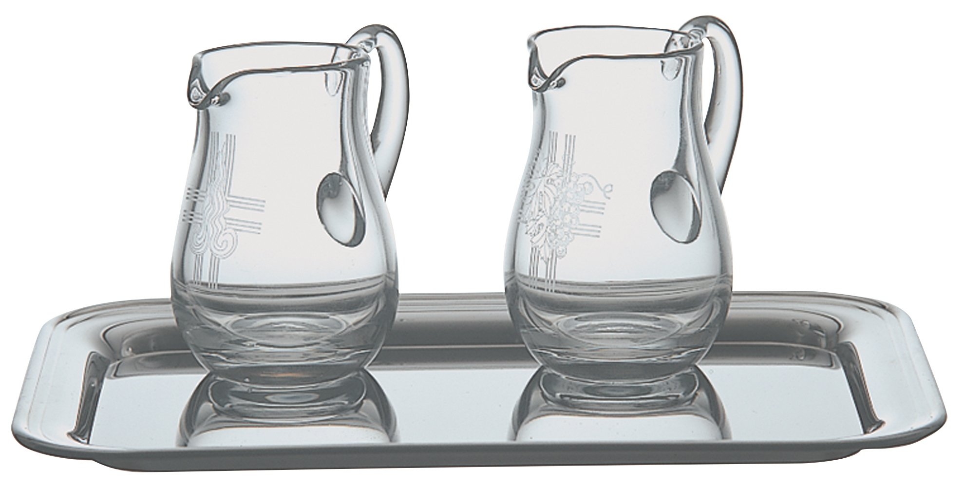 Cruets Set 4 oz Crystal with Stainless Steel Tray