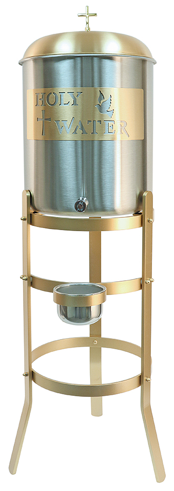 Holy Water Tank with Stand Bronze Aluminum