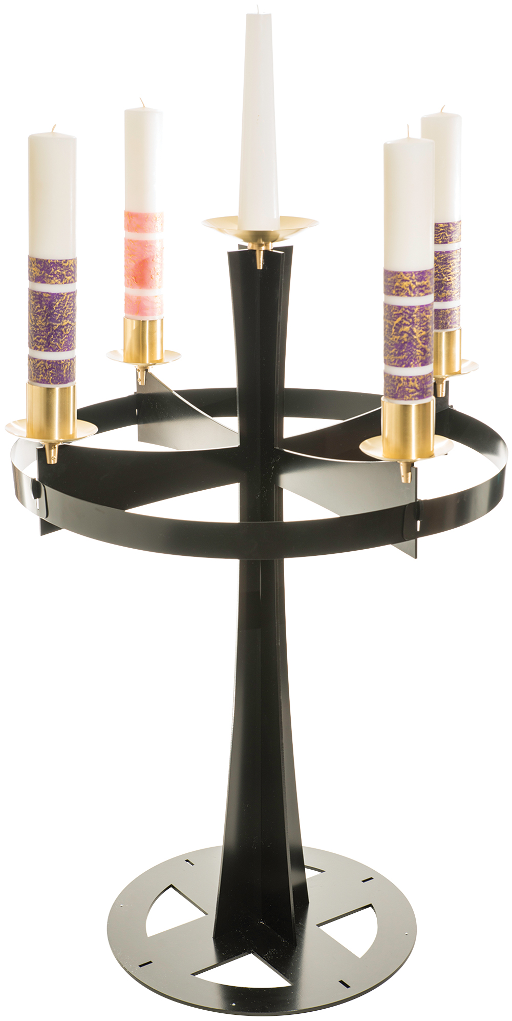Advent Wreath Standing Wrought Iron with Brass Accents