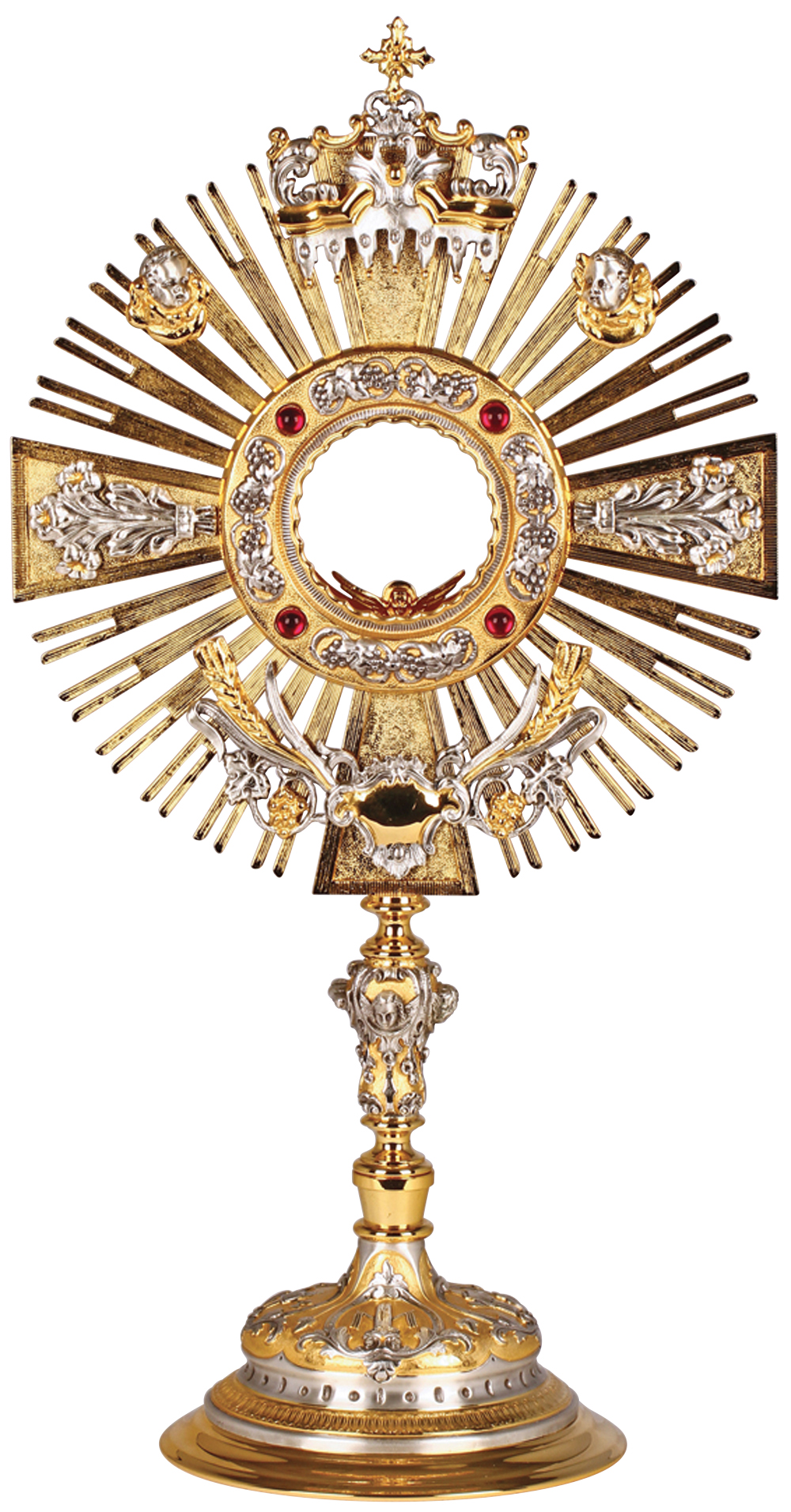 Monstrance Forked Rays Silver and 24k Gold Plate