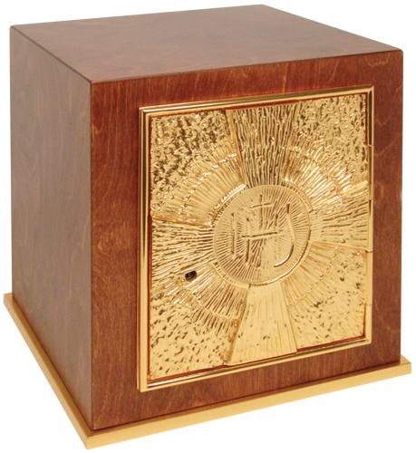 Tabernacle Wood 24K Gold Plate Door IHS