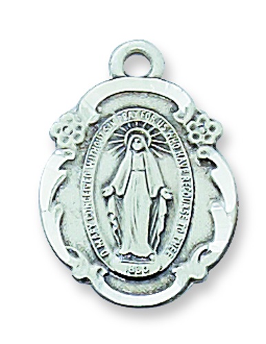 Miraculous Medal Necklace 3/4 inch Sterling Silver