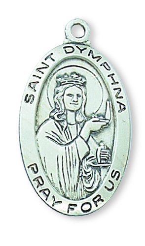 Saint Medal Necklace St. Dymphna 7/8 inch Sterling Silver