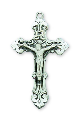 Crucifix Necklace Fancy 1 inch Sterling Silver