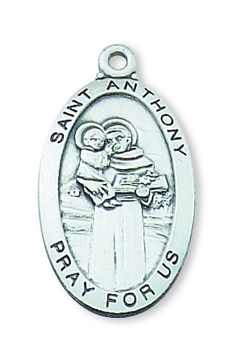 Saint Medal Necklace St. Anthony of Padua 1 inch Sterling Silver
