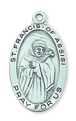 Saint Francis of Assisi Necklace Protector of animals environment Black  Enamel Stainless Pendants Patron Saint Police Officers Soldiers