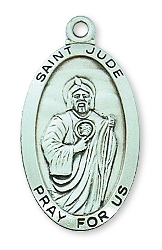 Saint Medal Necklace St. Jude Thaddeus 1 inch Sterling Silver