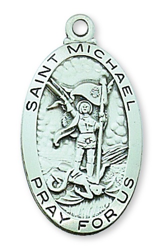 Saint Medal Necklace St. Michael Archangel 1 in Sterling Silver