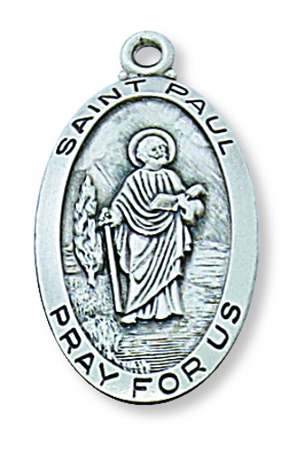 Saint Medal Necklace St. Paul Apostle 1 inch Sterling Silver