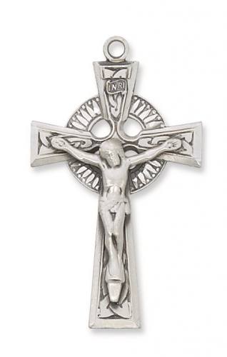 Crucifix Necklace Celtic 1.75 inch Sterling Silver