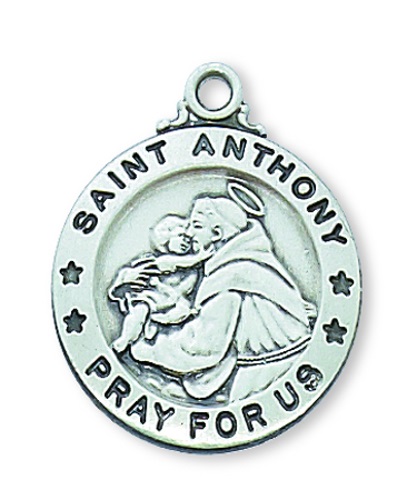 Saint Medal Necklace St. Anthony of Padua 3/4 in Sterling Silver