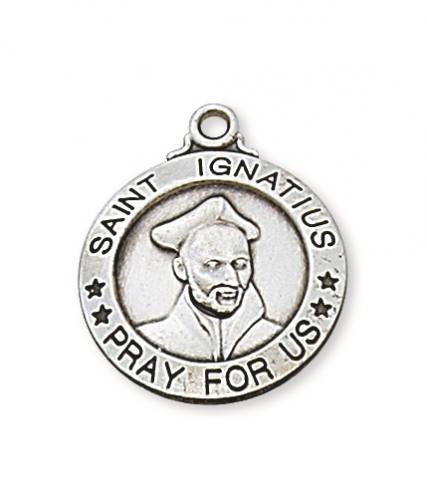 Saint Medal Necklace St. Ignatius Loyola 3/4 in Sterling Silver