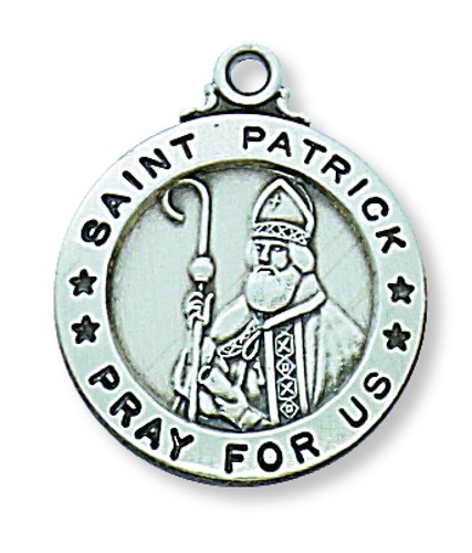 Saint Medal Necklace St. Patrick 3/4 inch Sterling Silver