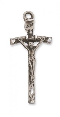 Crucifix Necklace Papal Ferula Cross 2 inch Sterling Silver