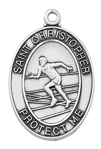 Sport Medal St. Christopher Track & Field Men 1 in Sterl Silver