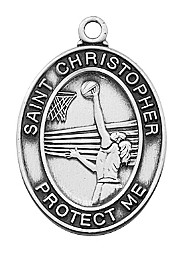 Sport Medal St. Christopher Basketball Women 3/4 in Ster Silver