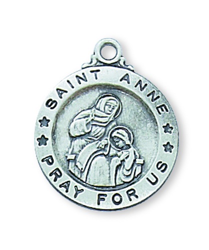 Saint Medal Necklace St. Anne 5/8 inch Sterling Silver