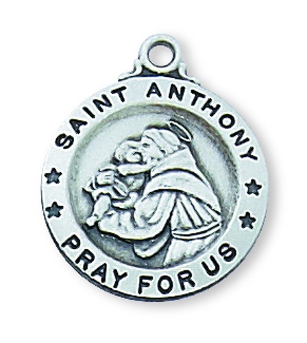 Saint Medal Necklace St. Anthony of Padua 5/8 in Sterling Silver