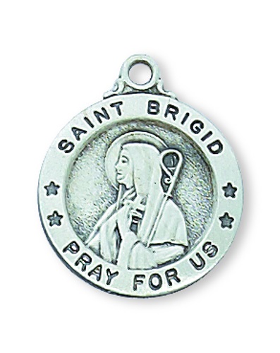 Saint Medal Necklace St. Brigid Kildare 5/8 inch Sterling Silver