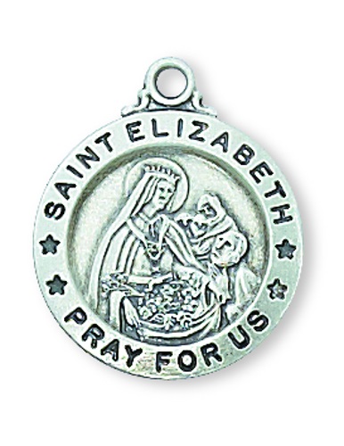 Saint Medal Necklace St. Elizabeth of Hungary 5/8 in Ster Silver