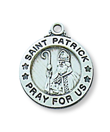 Saint Medal Necklace St. Patrick 5/8 inch Sterling Silver