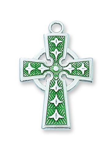 Cross Necklace Celtic 1 inch Sterling Silver Enameled