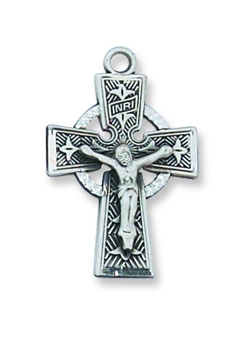 Crucifix Necklace Celtic 1 inch Sterling Silver