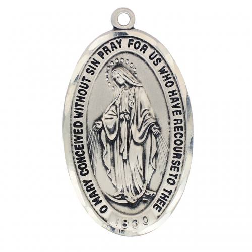 Miraculous Medal Necklace 1.5 inch Sterling Silver