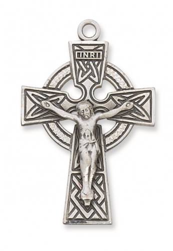 Crucifix Necklace Celtic 1.5 inch Sterling Silver