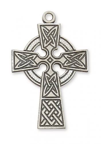 Cross Necklace Celtic 1.5 inch Sterling Silver