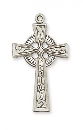 Cross Necklace Celtic 1-1/8 inch Sterling Silver