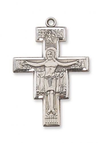 Crucifix Necklace San Damiano 1.5 inch Sterling Silver
