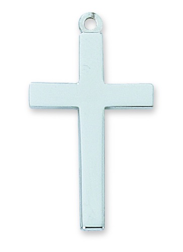 Cross Necklace Simple 1-1/8 inch Sterling Silver