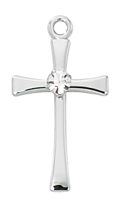 Cross Necklace Sterling Silver with Crystal