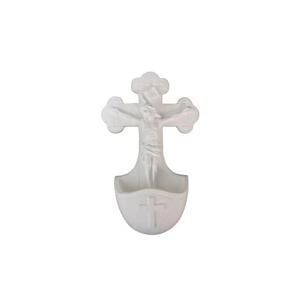 Holy Water Font Crucifixion White