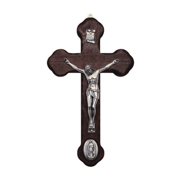 Crucifix Wall 8.75 in  Wood Guadalupe Medal