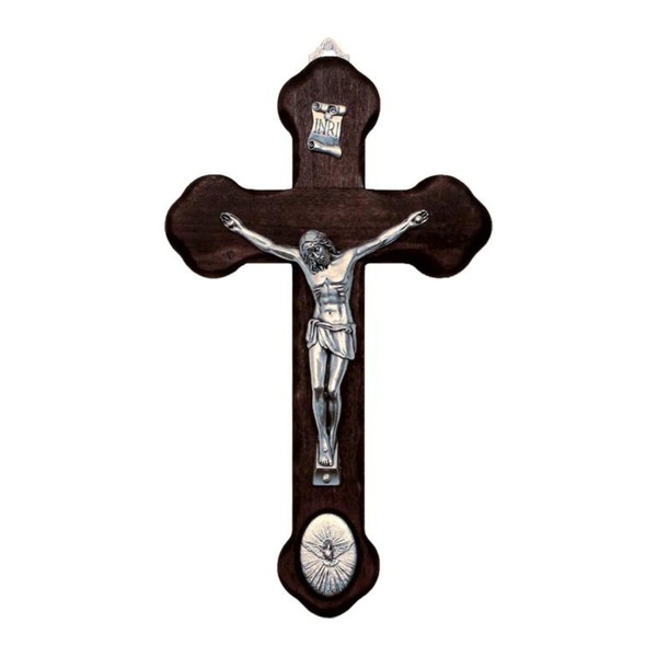 Crucifix Wall 8.75 in  Wood Holy Spirit Medal