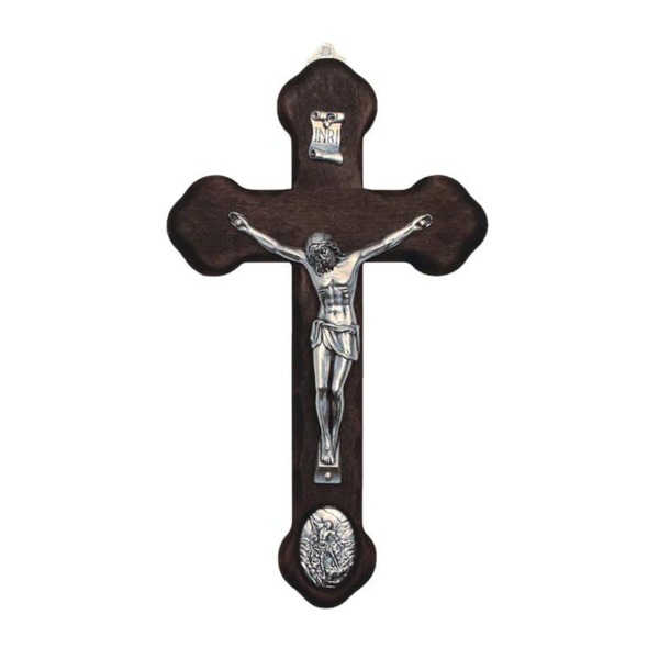 Crucifix Wall 8.75 in  Wood St. Michael Medal