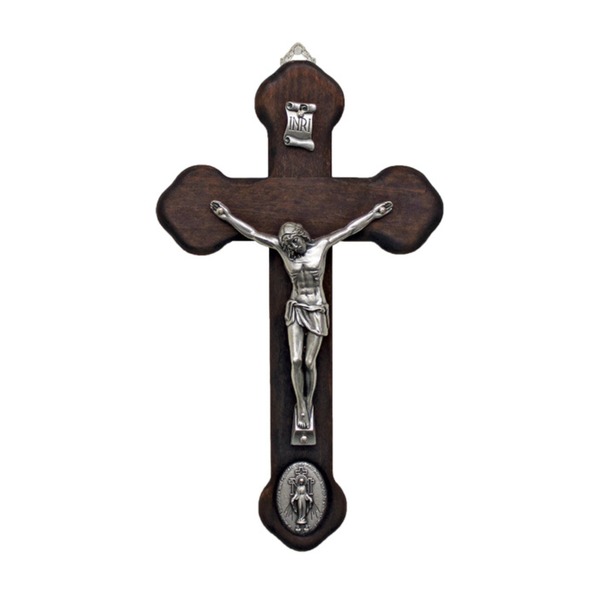 Crucifix Wall 8.75 in  Wood Miraculous Medal