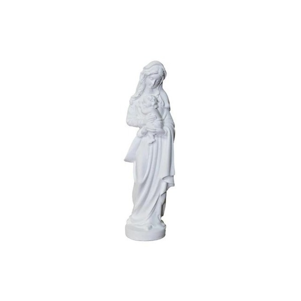 Statue Mary Madonaa & Child 6.25 in Alabaster & Resin White