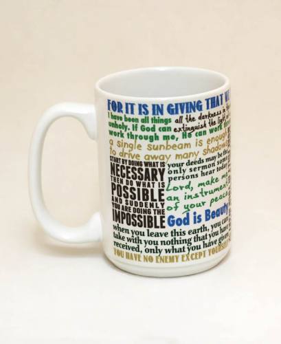 Mug St. Francis Assisi Quote Ceramic