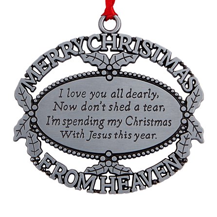 Ornament Merry Christmas From Heaven Pewter