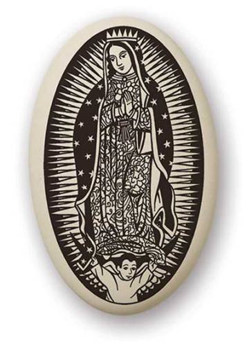 Mary Medal Our Lady Guadalupe 1.5 inch Porcelain Pendant
