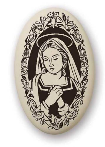 Mary Medal Praying Madonna 1.5 inch Porcelain Pendant